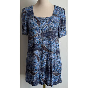 Women's TAOHUADAO Blue Paisley Tunic Top M